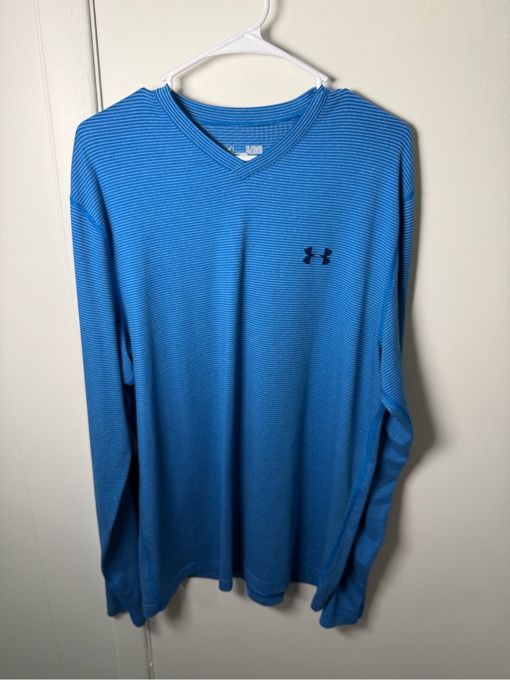Under Armour Men’s ColdGear Fitted Long‑Sleeve Shirt | Blue Striped | XL | GUC
